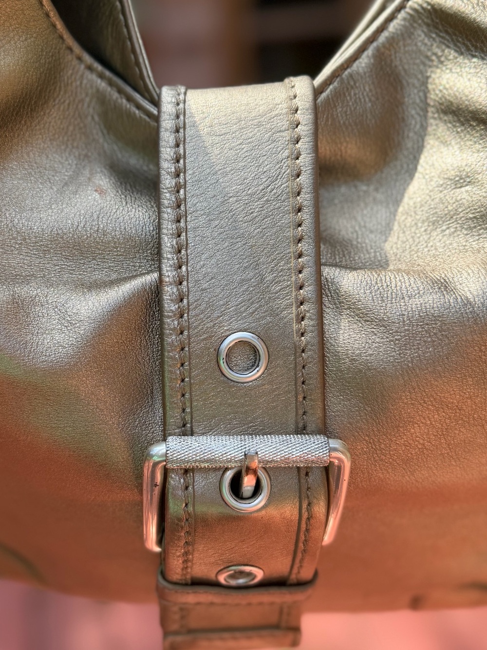 Michael Kors Metallic Brown Leather Shoulder Hobo Bag - Picture 10 of 15